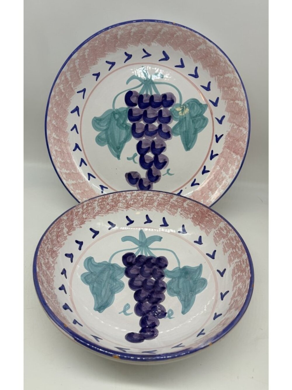 Italy Le Musa Grape Harvest Platter 14 3/8” Serving Bowl 11 1/2” Handcrafted Set